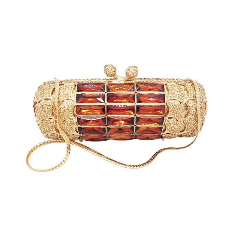 Women Clutch Evening Bag Hollow Out Metal Wedding Sequined Shoulder Bag Purses