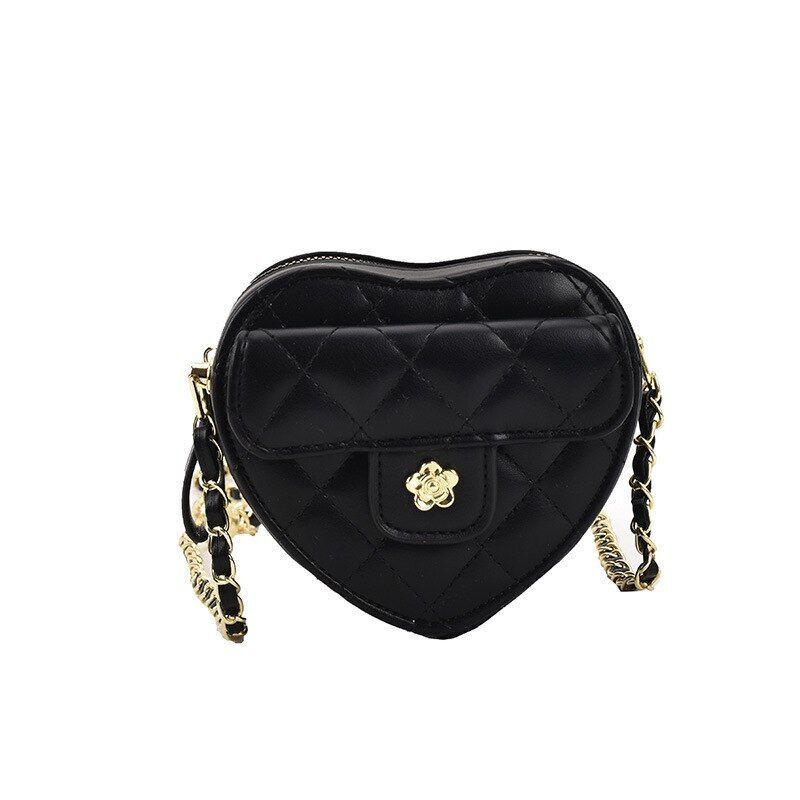 Synthetic Leather Chain Crossbody Bags Heart Shape Handbag Summer Shoulder Purse
