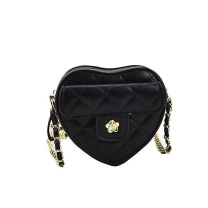 Synthetic Leather Chain Crossbody Bags Heart Shape Handbag Summer Shoulder Purse