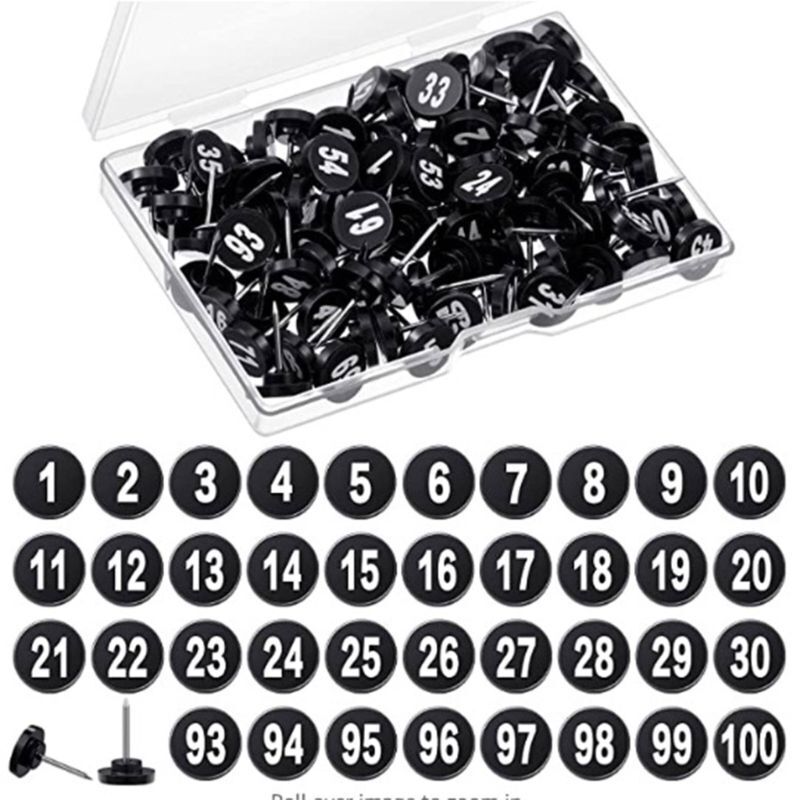 Bulletin Boards Push Pins 100Pcs Round Numbered Thumb Tacks Office School Supply