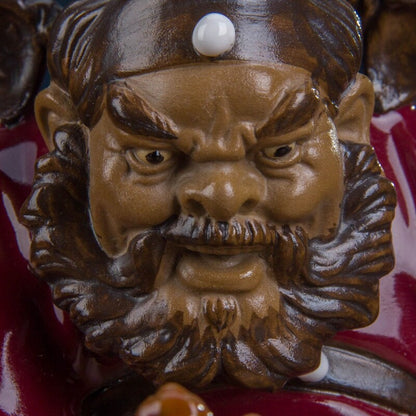 12" Pottery Zhong Kui Statue Chinese Porcelain Devil Catcher Feng Shui