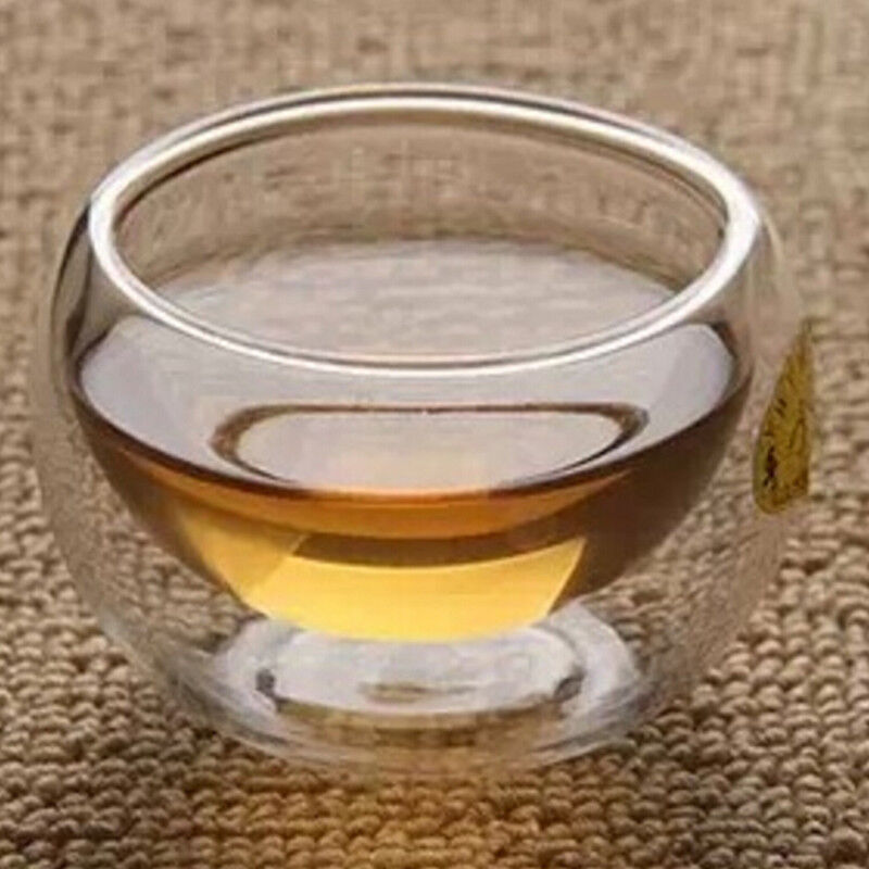 Chinese Tea Cup Tea Set Double Wall Glass Heat Proof Teacup Coffee Tea Set 6Pcs