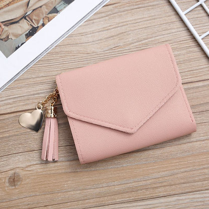 Fringed Wallet Synthetic Leather Three Fold Purse Card Purse Change Bags Pouches