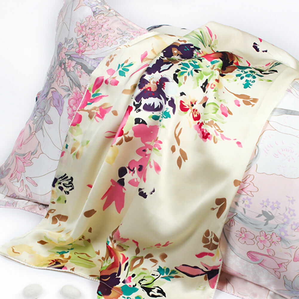 Mulberry Silk Pillowcase 25 Momme Floral Genuine Silk Sleep Pillow Cover Counter