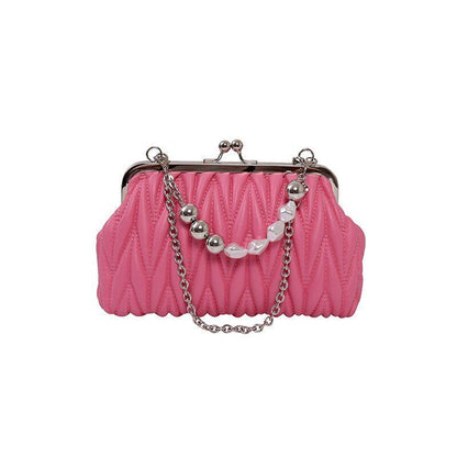 Hand Chain Pearl Bag Synthetic Leather Crossbody Purse Totes Handbag 14*22*6 CM