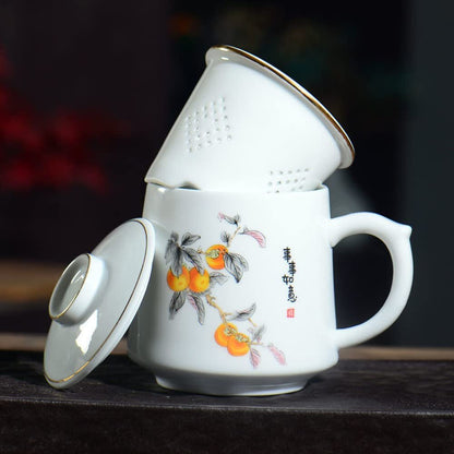 430ml Teacup Ceramic Tea Water Separating Mug Office Tea Filter Mug Tea Set