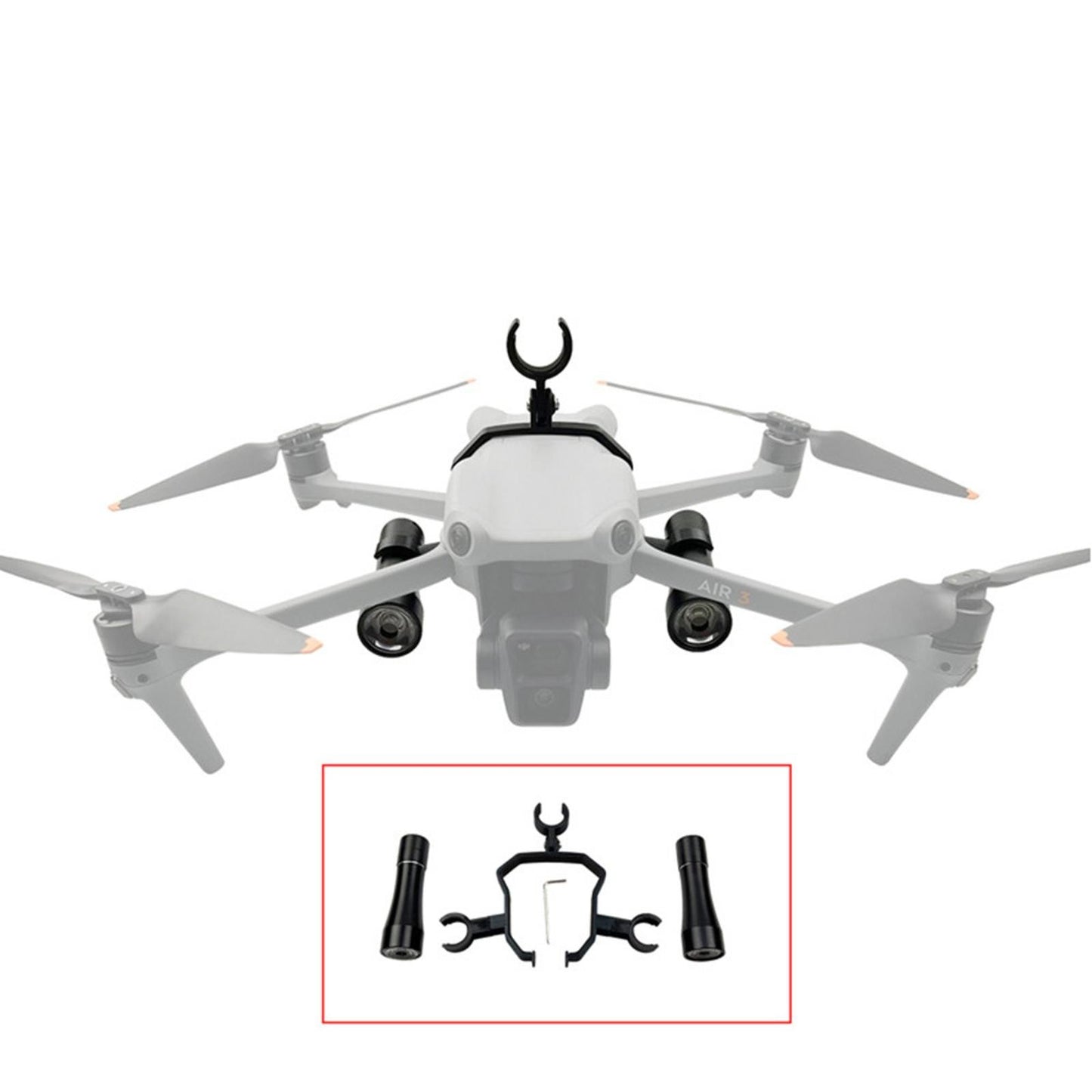 2 Pcs Black Flashlight With Bracket & Wrench Durable For DJI Air 3 Drone