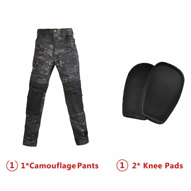 Hooded Shirt/ Pants Pads Tactical Camo Military Shooting Training Sport Hiking L