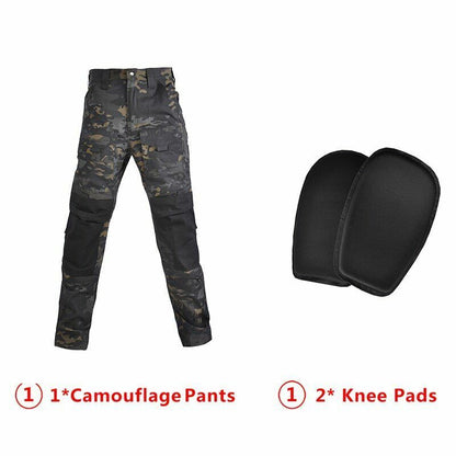 Hooded Shirt/ Pants Pads Tactical Camo Military Shooting Training Sport Hiking L