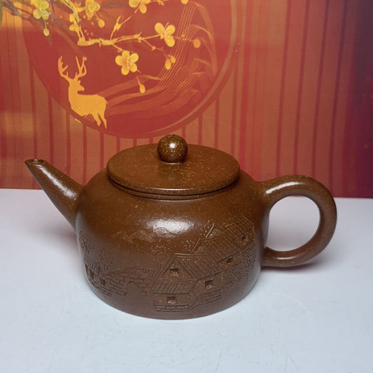 Vintage Chinese Yixing Purple Clay Teapot Zisha Ceremony Ceramic Landscape Rare