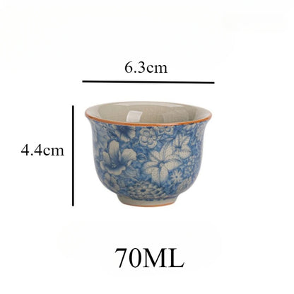 Ceramic Flower Teacups Household Ceramic Tea Cups Personal Use Teacups Tea Set