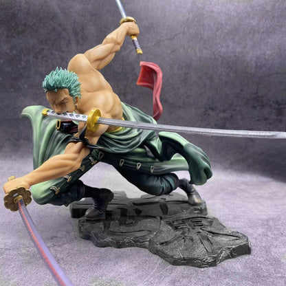 Anime One Piece Roronoa Zoro Three-Knife Fighting PVC Action Figure Model Toy