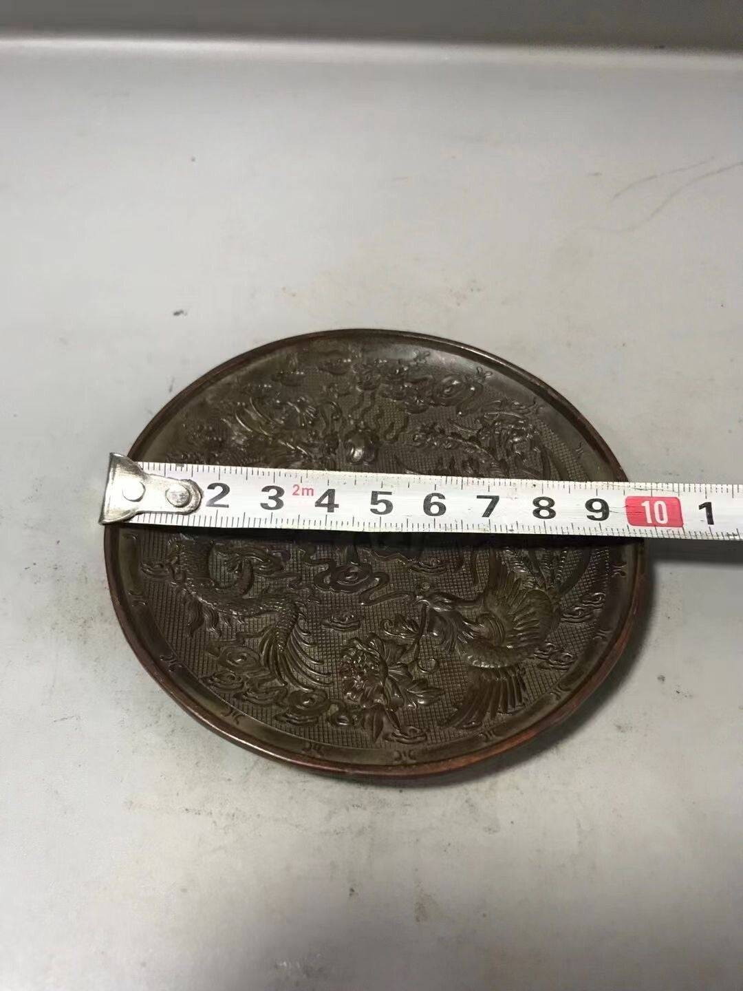 Rare Chinese bronze dragon phoenix statue collectable tea pet plate home decor