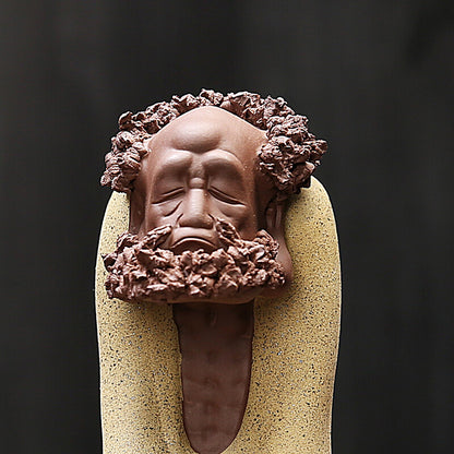 Purple Sand Buddha Sculpture Stump with Tea Pet Ornaments