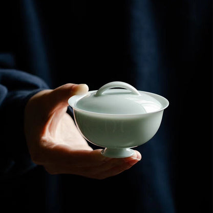 110ml Celadon Porcelain Gaiwan Cup Bowl With Lid Chinese Tureen Palace Style New