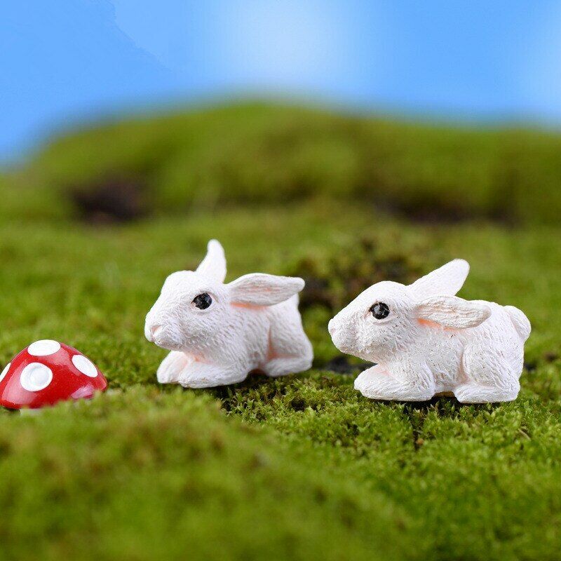 Moss Micro Landscape Deco Mini 10pcs Little White Rabbit Decoration Supplies