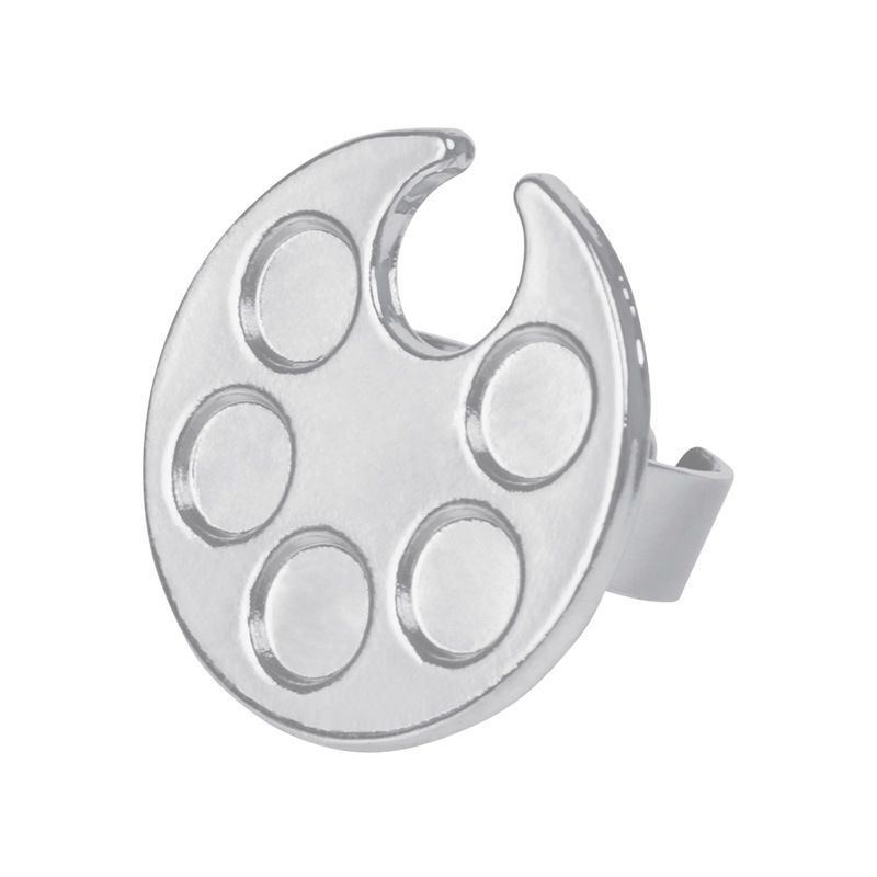 Nail Art Color Palette Alloy Mini Round Footprint Design Finger Ring Mixing Tray