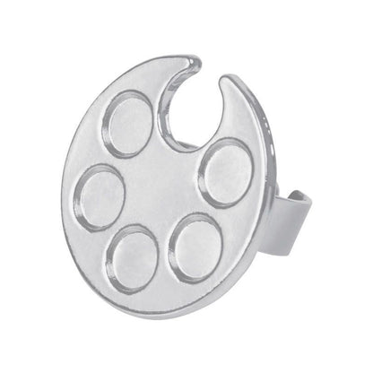 Nail Art Color Palette Alloy Mini Round Footprint Design Finger Ring Mixing Tray