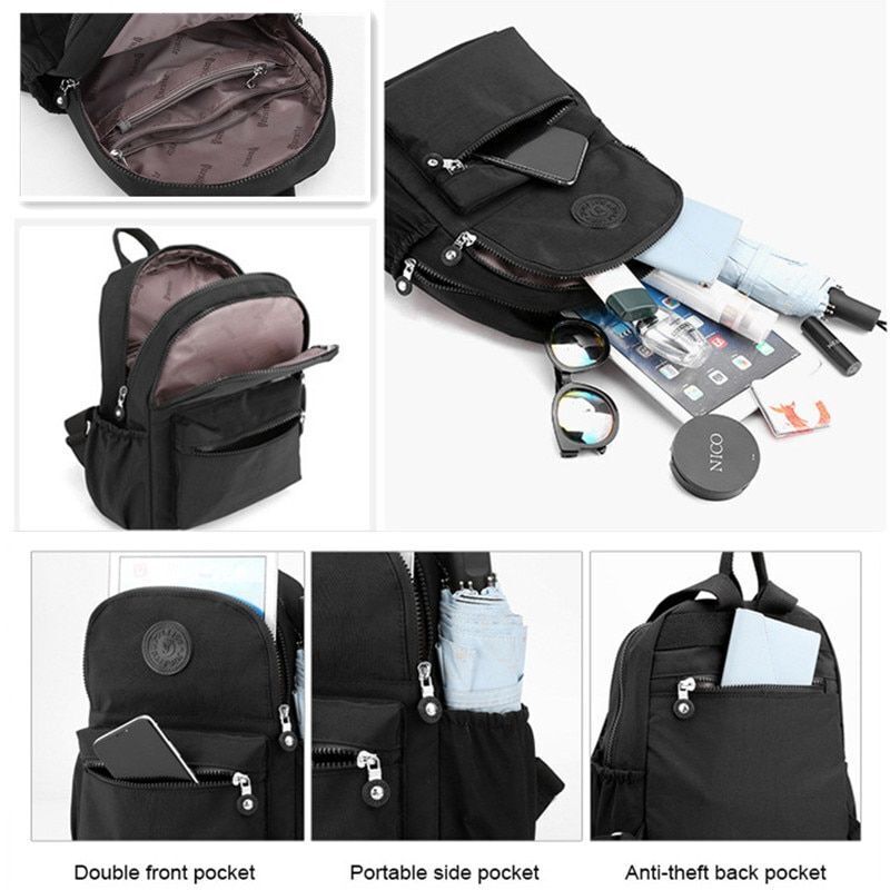 Backpack Nylon Student Travel School Bag Rucksack Multifunction Bags 26*32*13 CM