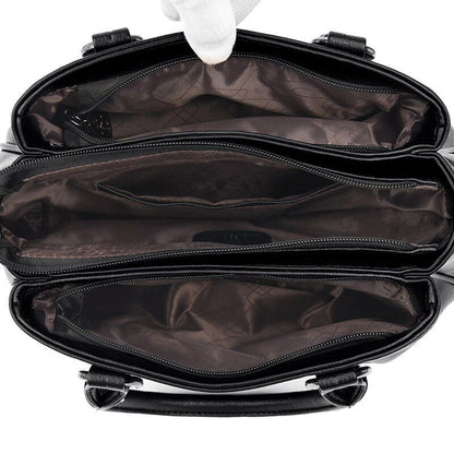 Handbag 3 Layers Leather Bags Big Capacity Tote Bag Women Vintage Shoulder Bags