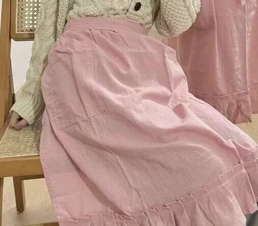 Half Length Apron Solid Color Bamboo Joint Cotton Cleaning Waist Skirt Han Style