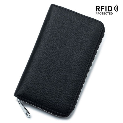 Folding Passport Bag Genuine Leather Folding Hand Ledger Long Wallet Phone Bags