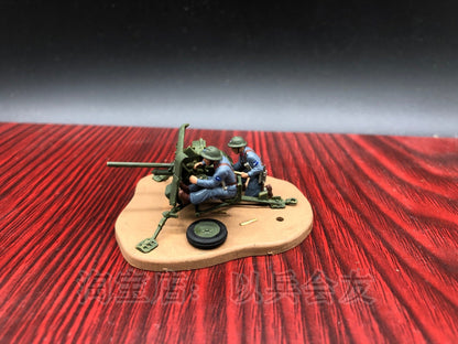 Homemade 1/72 WWII National Army Anti-tank Gun 2 Persons Finished Model