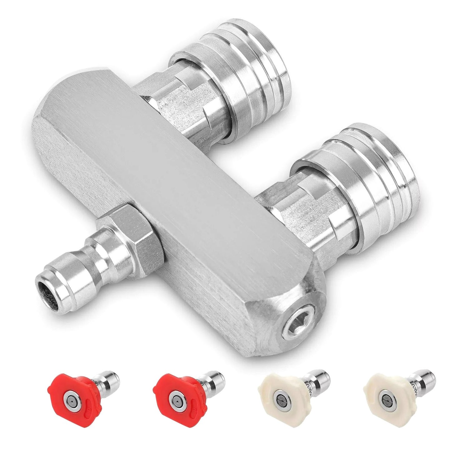 5000PSI Dual Pressure Washer Nozzle 1/4" Quick Connect With 4* Spray Tips Parts