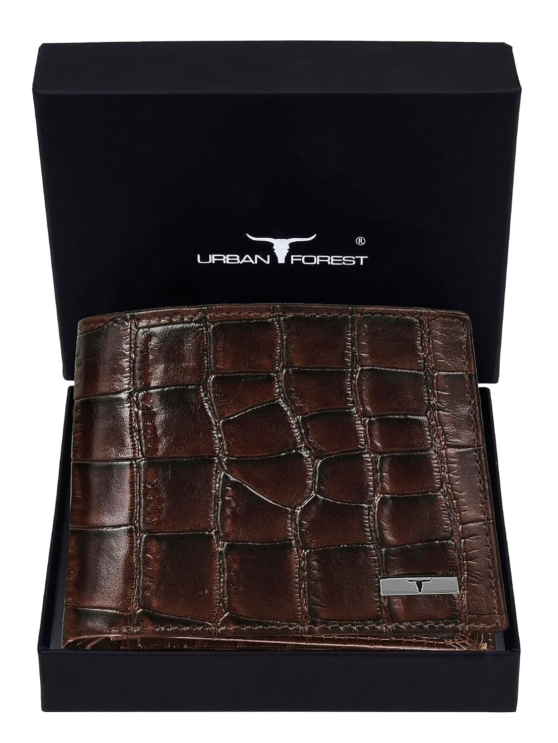 New Carl Printed Brown Bi-Fold Leather Men's Wallet RFID Protection Gift Item