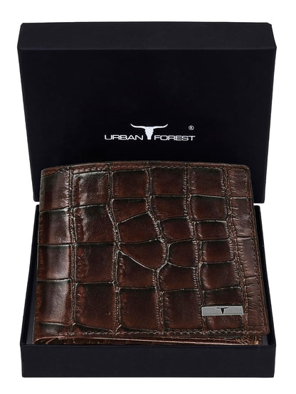 New Carl Printed Brown Bi-Fold Leather Men's Wallet RFID Protection Gift Item