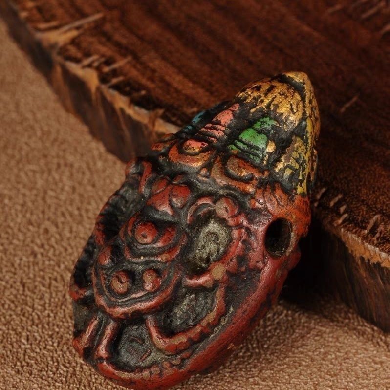 Tibetan Garuda Tsa Tsa Pendant Buddhist Totem Amulet Necklace Vintage Clay Charm
