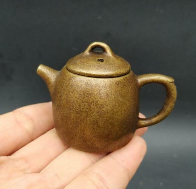 Antique Copperware Collection Copper Brass Plain Teapot Handle Mini Ornaments