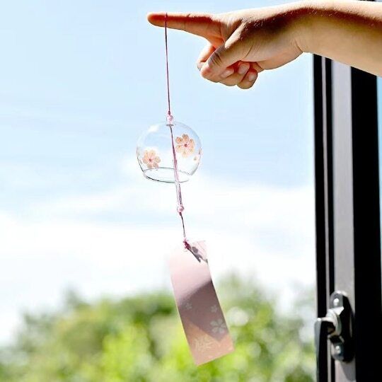 Glass Wishing Wind Chimes Cherry Blossom Courtyard Hanging Wind Chime