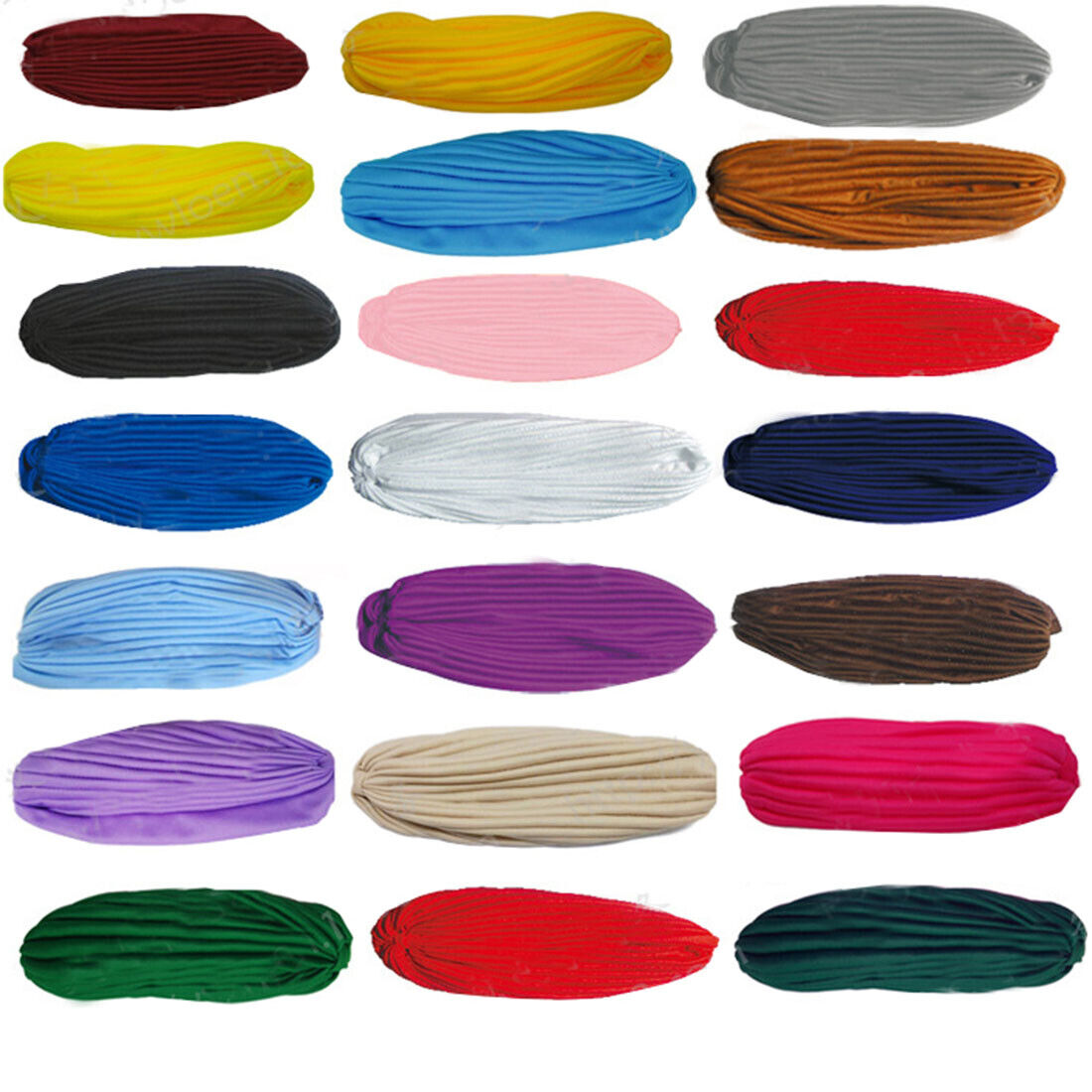 Women Stretchy Turban Hat Muslim Hat Solid Color Wrap Hijab Knotted Indian Caps