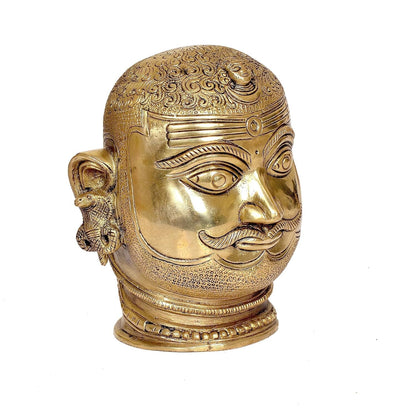 Hindu God Lord Brass Shiva Shiv Head Statue Idol for Home Decor Temple Figurine