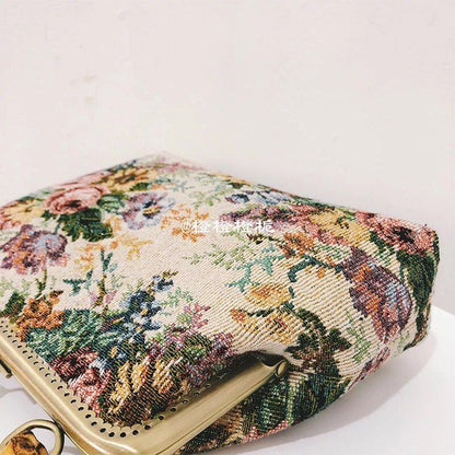 Vintage Flower Handbag Embroidery Shoulder Bags Handmade Tote Purses 22*18*6 CM