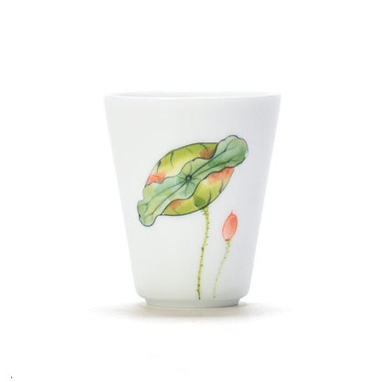 95ml Handpainted Lotus Print Fragrance Smelling Porcelain Cup Master Tea Cup New