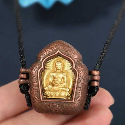 Tibetan Buddha Gau Box Pendant Nepal Amulet Locket Necklace Retro Style