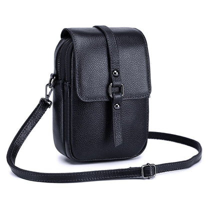 Mobile Phone Bag Genuine Leather Handbag Shoulder Bag Crossbody Purse Purple Red