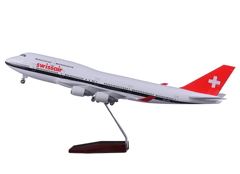 1:150 47CM Swissair BOEING 747-400 Airplane Landing Gear Resin Aircraft Model