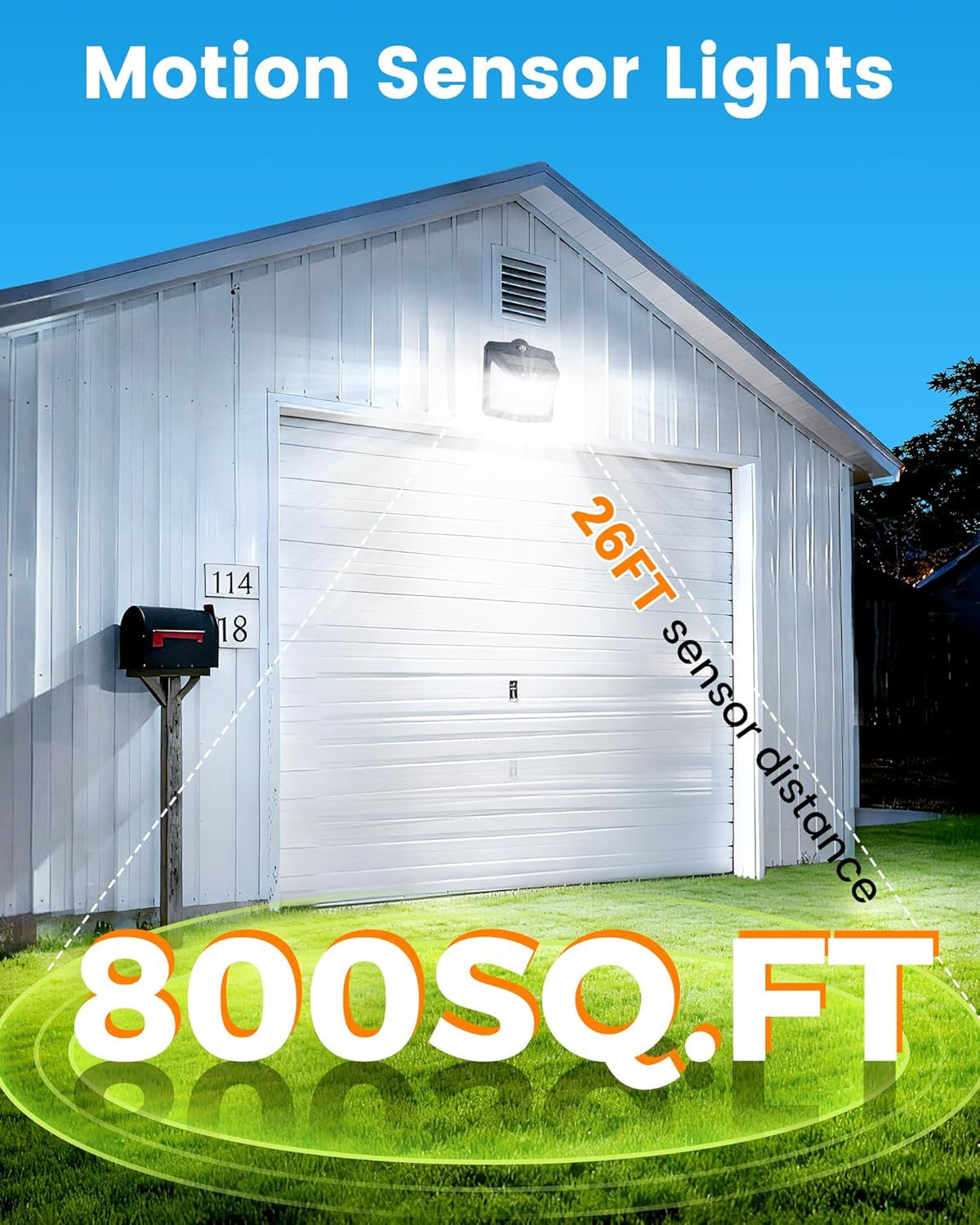 128LED Magnetic Solar Lights Outdoor, Bright Motion Sensor Outdoor Lights with S