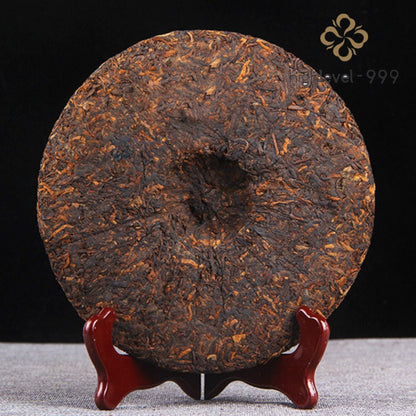 357g Ripe Pu'er 2019 Menghai Golden Bud Grade Ancient Tree Tea Yunnan