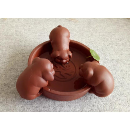Three Little Pigs Purple Sands Tea Pet 10.5cm Tea Play Tea Tray Tea Ceremony