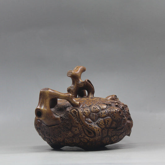 6.2”Chinese Yixing Zisha Pottery Old Duan Clay Handmade Peach Tree Stump Teapot