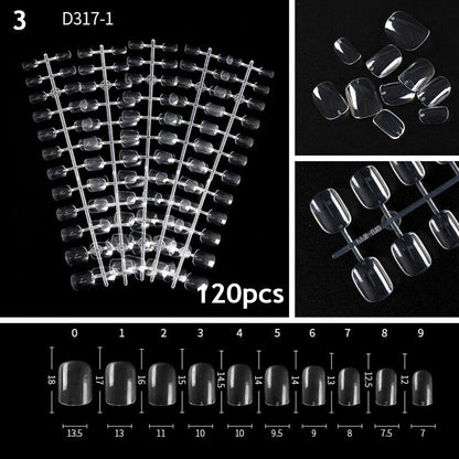 Fake Nails Transparent Nails Extension Short Square Nails 120PCS/Bag Natural DIY