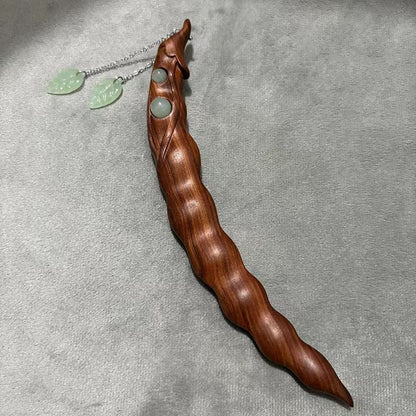 Vintage Red Sandalwood Pea Hairpin Chinese Style Tassel-free Bun Stick