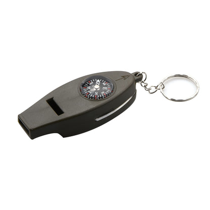 4 In 1 Emergency Whistle Compass Magnifier Thermometer Crisp Sound Keychain