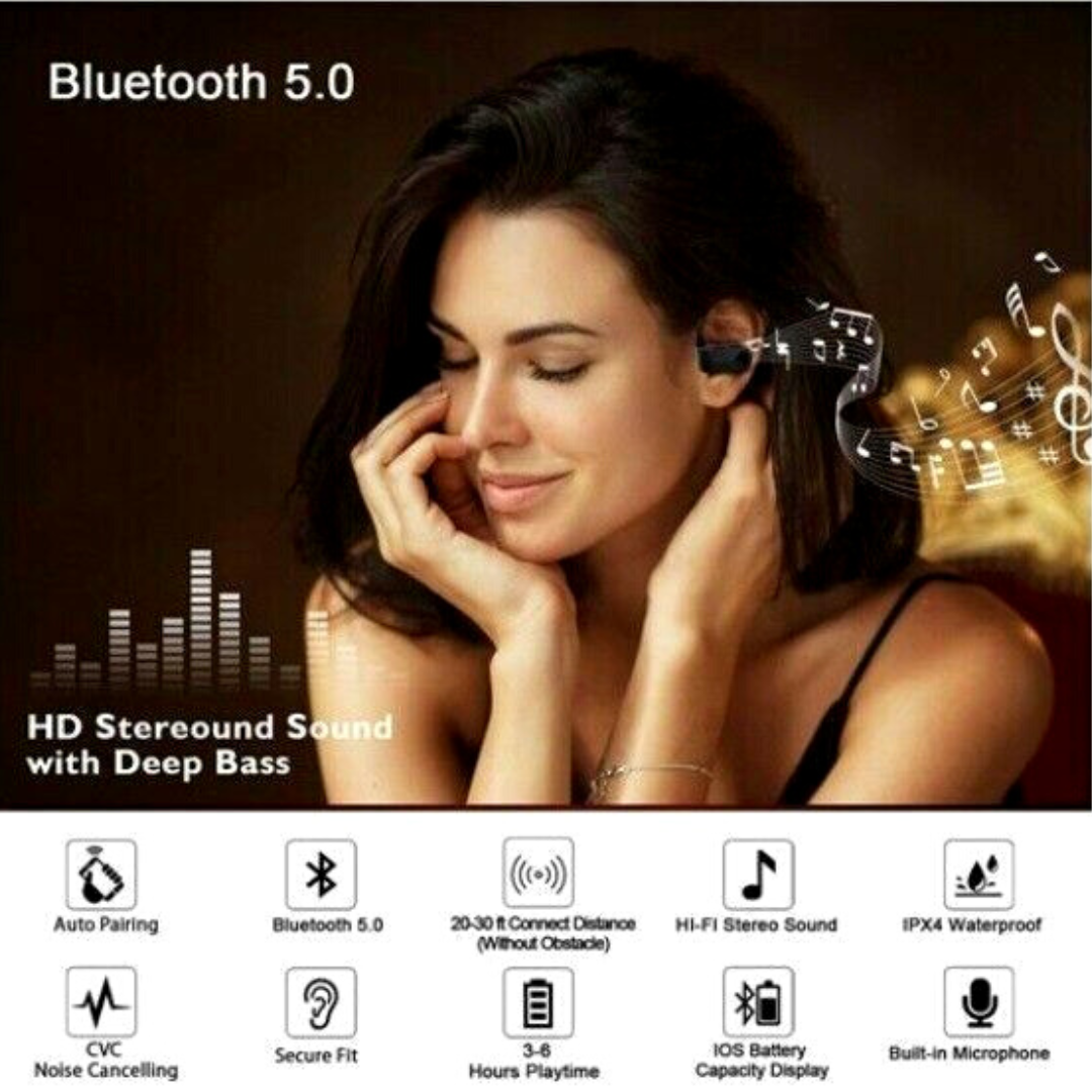 TWS Bluetooth 5.0 Headset Wireless Earphones Earbuds Stereo Headphones Ear-Hook
