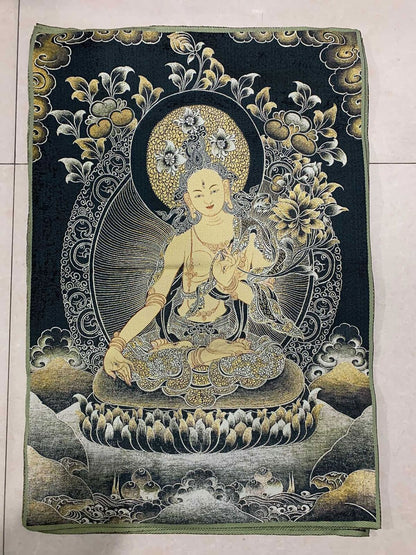 36" Tibet Tibetan Cloth Silk Buddhism Tara Guanyin Kwan-yin Tangka Thangka Mural