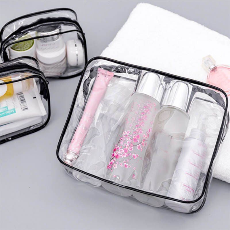 Transparent Cosmetic Bag PVC Zipper Clear Beauty Case Travel Organizer Storage